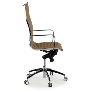 chaise de bureau marron cafe structure chromee similicuir simil cuir accoudoirs fixes 4