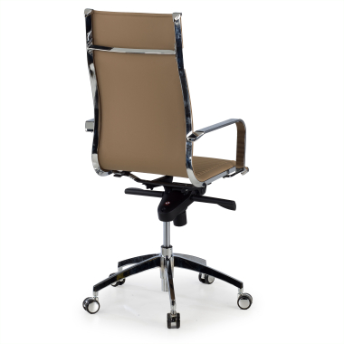 chaise de bureau marron cafe structure chromee similicuir simil cuir accoudoirs fixes 5