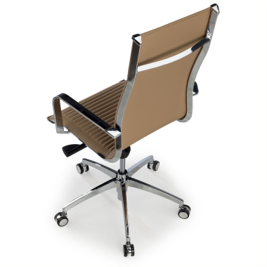 chaise de bureau marron cafe structure chromee similicuir simil cuir accoudoirs fixes 7