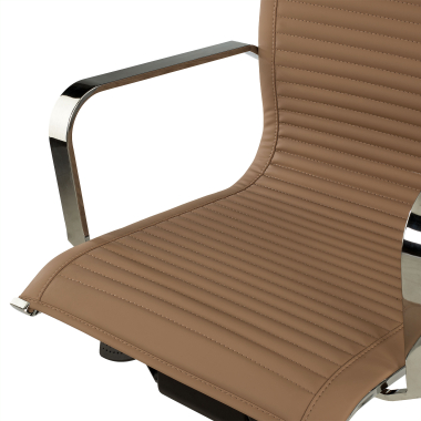 chaise de bureau marron cafe structure chromee similicuir simil cuir accoudoirs fixes 8