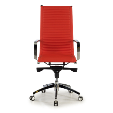 chaise de bureau rouge structure chromee similicuir simil cuir accoudoirs fixes 3