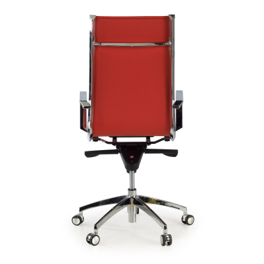 chaise de bureau rouge structure chromee similicuir simil cuir accoudoirs fixes 6