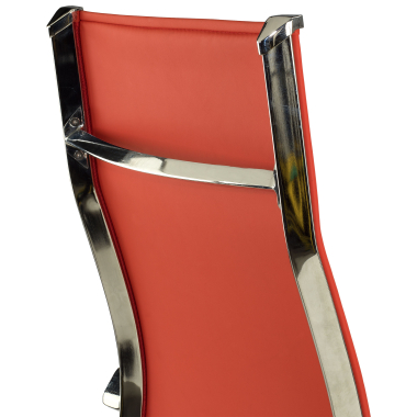 chaise de bureau rouge structure chromee similicuir simil cuir accoudoirs fixes 9