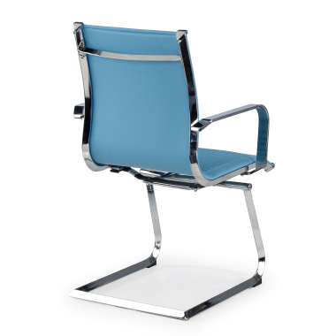 chaise de conference bleu ciel structure chromee similicuir simil cuir accoudoirs fixes 5
