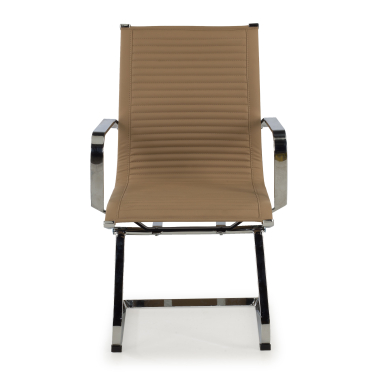chaise de conference marron cafe structure chromee similicuir simil cuir accoudoirs fixes 3