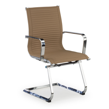 chaise de conference marron cafe structure chromee similicuir simil cuir accoudoirs fixes 1