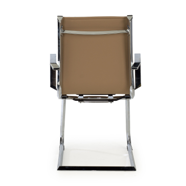 chaise de conference marron cafe structure chromee similicuir simil cuir accoudoirs fixes 6
