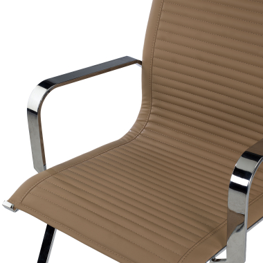 chaise de conference marron cafe structure chromee similicuir simil cuir accoudoirs fixes 8