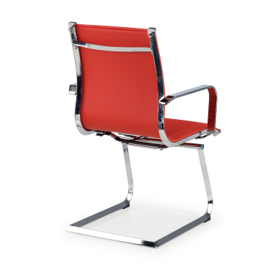 chaise de conference rouge structure chromee similicuir simil cuir accoudoirs fixes 5