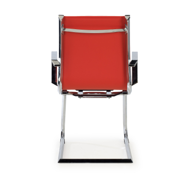 chaise de conference rouge structure chromee similicuir simil cuir accoudoirs fixes 6
