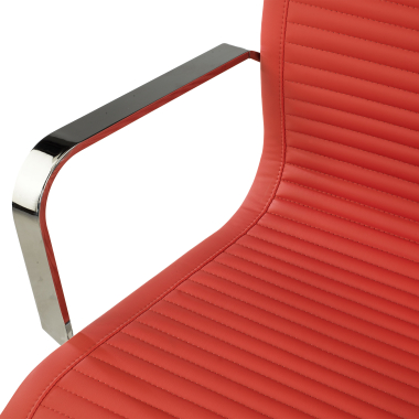 chaise de conference rouge structure chromee similicuir simil cuir accoudoirs fixes 8