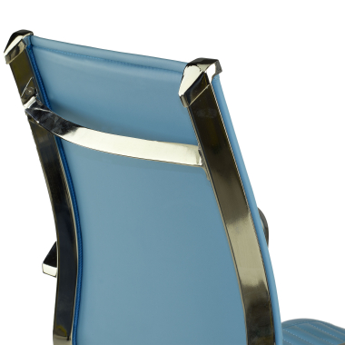 fauteuil de bureau bleu ciel structure chromee similicuir simil cuir accoudoirs fixes 9
