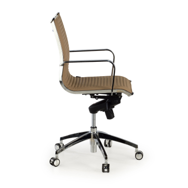 fauteuil de bureau marron cafe structure chromee similicuir simil cuir accoudoirs fixes 4