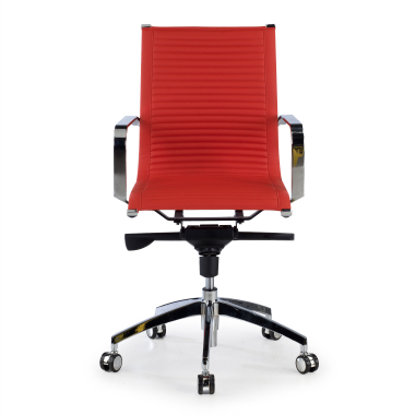 fauteuil de bureau rouge structure chromee similicuir simil cuir accoudoirs fixes 3