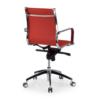 fauteuil de bureau rouge structure chromee similicuir simil cuir accoudoirs fixes 5