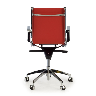fauteuil de bureau rouge structure chromee similicuir simil cuir accoudoirs fixes 6