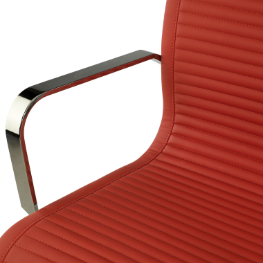 fauteuil de bureau rouge structure chromee similicuir simil cuir accoudoirs fixes 8