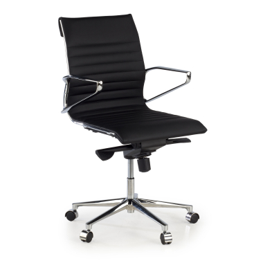 fauteuil de direction noir dos bas cuir naturel cuir authentique accoudoirs fixes 1