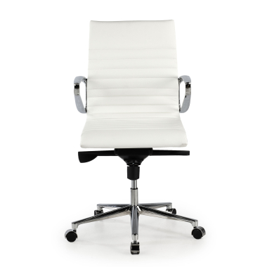 fauteuil de direction blanc dos bas cuir naturel cuir authentique accoudoirs fixes 3