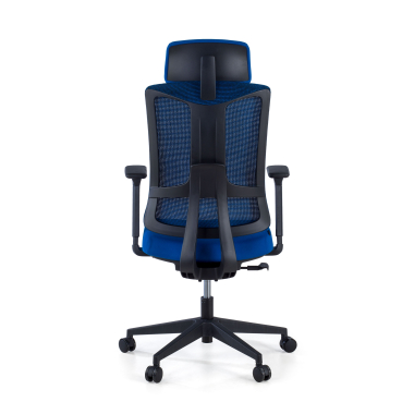 chaise ergonomique bleu structure noire maille accoudoirs reglables 3d soutien lombaire appui tete 6