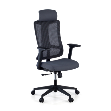 chaise ergonomique gris structure noire maille accoudoirs reglables 3d soutien lombaire appui tete 1