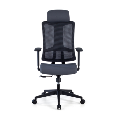 chaise ergonomique gris structure noire maille accoudoirs reglables 3d soutien lombaire appui tete 3