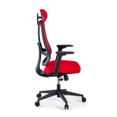 chaise ergonomique rouge structure noire maille accoudoirs reglables 3d soutien lombaire appui tete 4