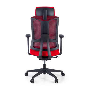 chaise ergonomique rouge structure noire maille accoudoirs reglables 3d soutien lombaire appui tete 6