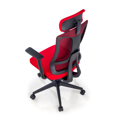chaise ergonomique rouge structure noire maille accoudoirs reglables 3d soutien lombaire appui tete 7