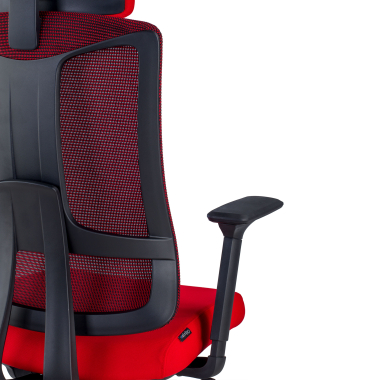 chaise ergonomique rouge structure noire maille accoudoirs reglables 3d soutien lombaire appui tete 9