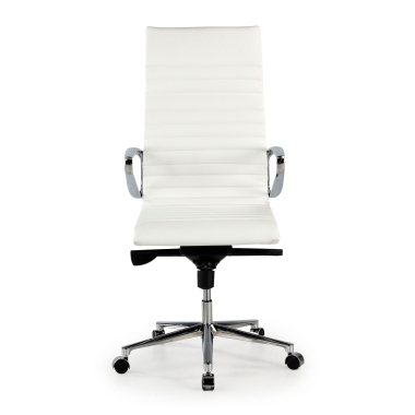 fauteuil de direction blanc dos haut cuir naturel cuir authentique accoudoirs fixes 3