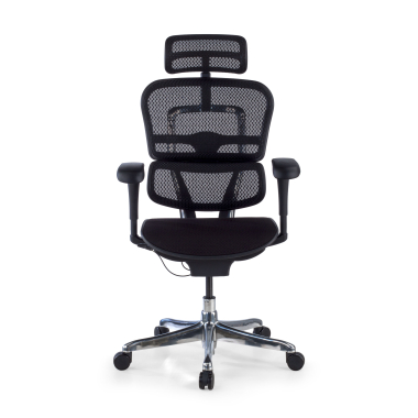 chaise ergonomique noir structure noire assise rembourree tissu accoudoirs mobiles appui tete 3
