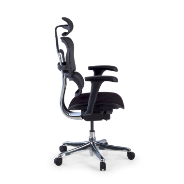 chaise ergonomique noir structure noire assise rembourree tissu accoudoirs mobiles appui tete 4