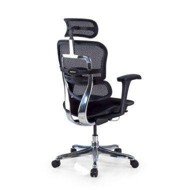 chaise ergonomique noir structure noire assise rembourree tissu accoudoirs mobiles appui tete 9