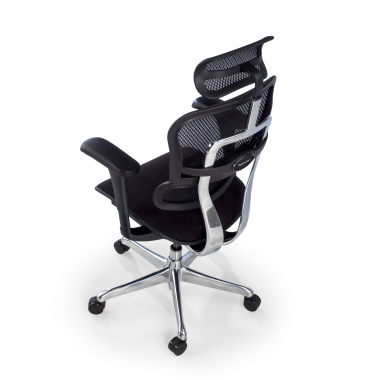 chaise ergonomique noir structure noire assise rembourree tissu accoudoirs mobiles appui tete 10