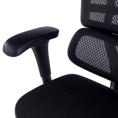 chaise ergonomique noir structure noire assise rembourree tissu accoudoirs mobiles appui tete 8