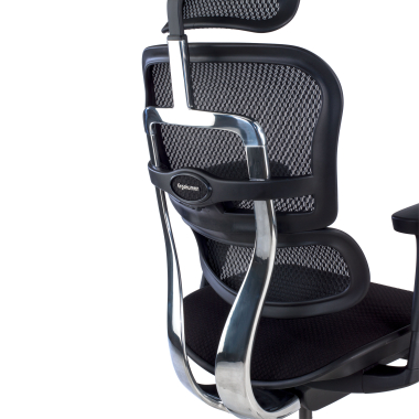 chaise ergonomique noir structure noire assise rembourree tissu accoudoirs mobiles appui tete 6