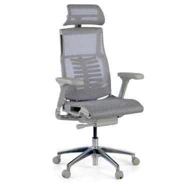 chaise ergonomique gris structure blanche maille accoudoirs reglables 5d soutien lombaire appui tete 1