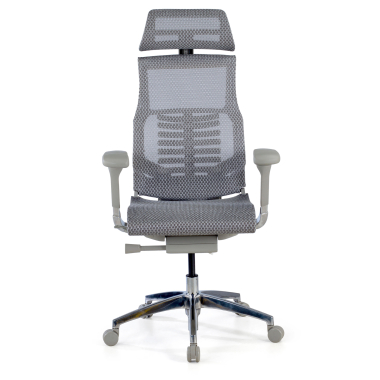 chaise ergonomique gris structure blanche maille accoudoirs reglables 5d soutien lombaire appui tete 3
