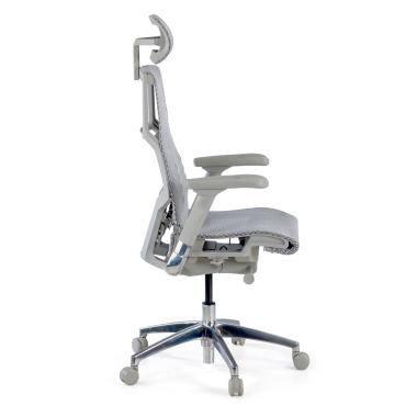 chaise ergonomique gris structure blanche maille accoudoirs reglables 5d soutien lombaire appui tete 4