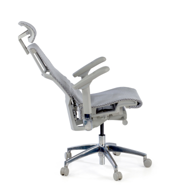 chaise ergonomique gris structure blanche maille accoudoirs reglables 5d soutien lombaire appui tete 5