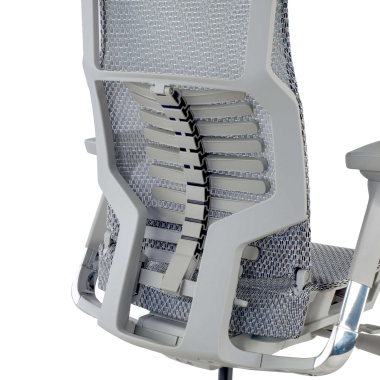 chaise ergonomique gris structure blanche maille accoudoirs reglables 5d soutien lombaire appui tete 10