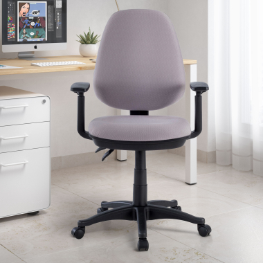 chaise de bureau gris avec des bras tissu accoudoirs reglables 1d 2