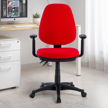 chaise de bureau rouge avec des bras tissu accoudoirs reglables 1d 2