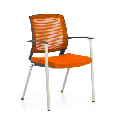 chaise visiteur orange adam maille accoudoirs fixes 1