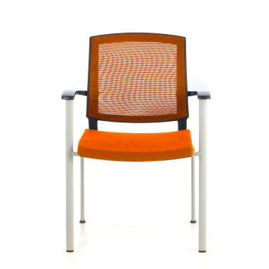 chaise visiteur orange adam maille accoudoirs fixes 2
