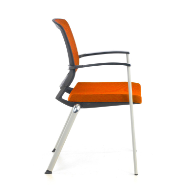 chaise visiteur orange adam maille accoudoirs fixes 4