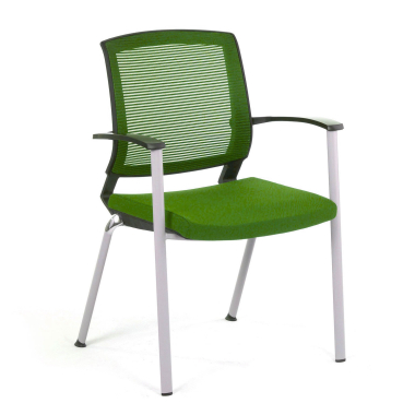 chaise visiteur vert adam maille accoudoirs fixes 1