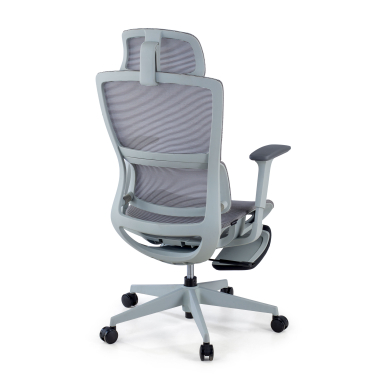 chaise ergonomique gris avec repose pieds maille accoudoirs reglables 3d double soutien lombaire appui tete repose pieds extensible 6