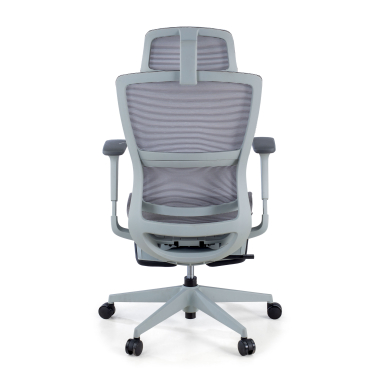 chaise ergonomique gris avec repose pieds maille accoudoirs reglables 3d double soutien lombaire appui tete repose pieds extensible 7